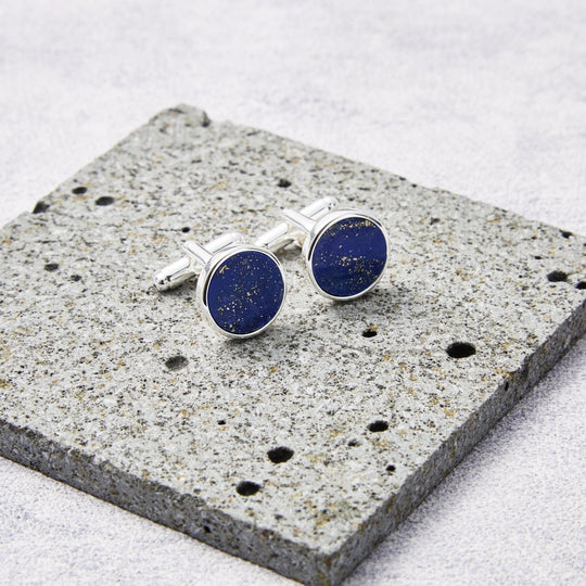 Men's I Couldn't Say I Do Without You Lapis Gemstone Cufflinks - Philip Jones Jewellery