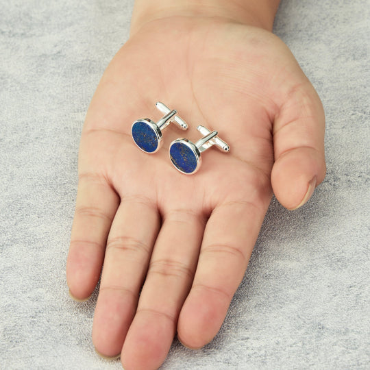 Men's I Couldn't Say I Do Without You Lapis Gemstone Cufflinks - Philip Jones Jewellery