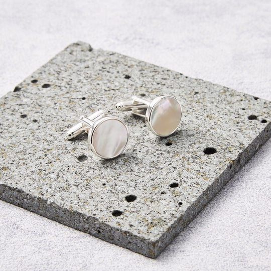 Men's I Couldn't Say I Do Without You Mother of Pearl Gemstone Cufflinks - Philip Jones Jewellery