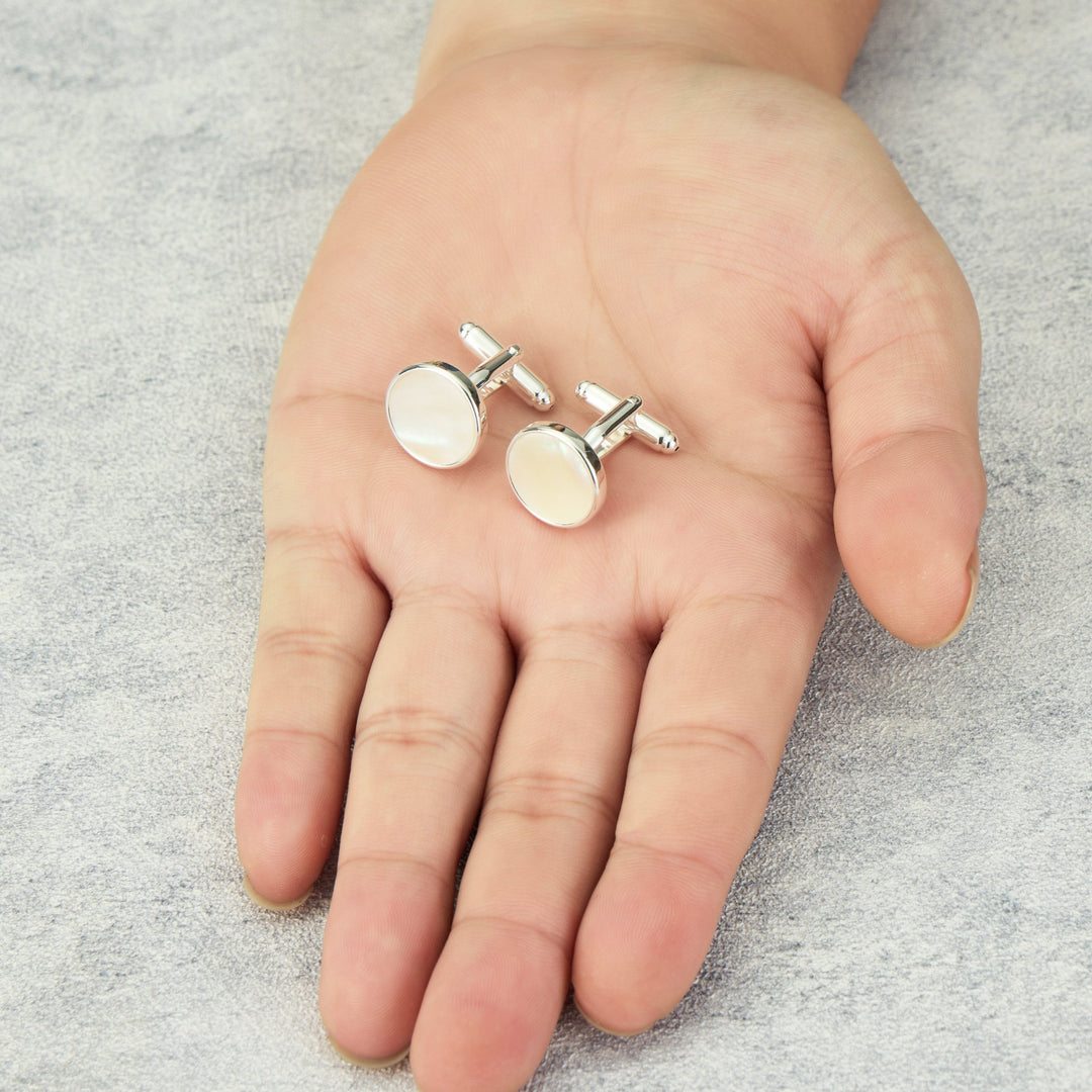 Men's I Couldn't Say I Do Without You Mother of Pearl Gemstone Cufflinks - Philip Jones Jewellery