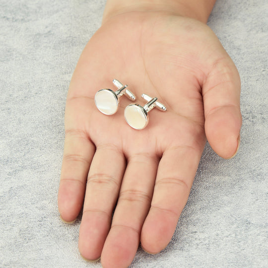 Men's I Couldn't Say I Do Without You Mother of Pearl Gemstone Cufflinks - Philip Jones Jewellery