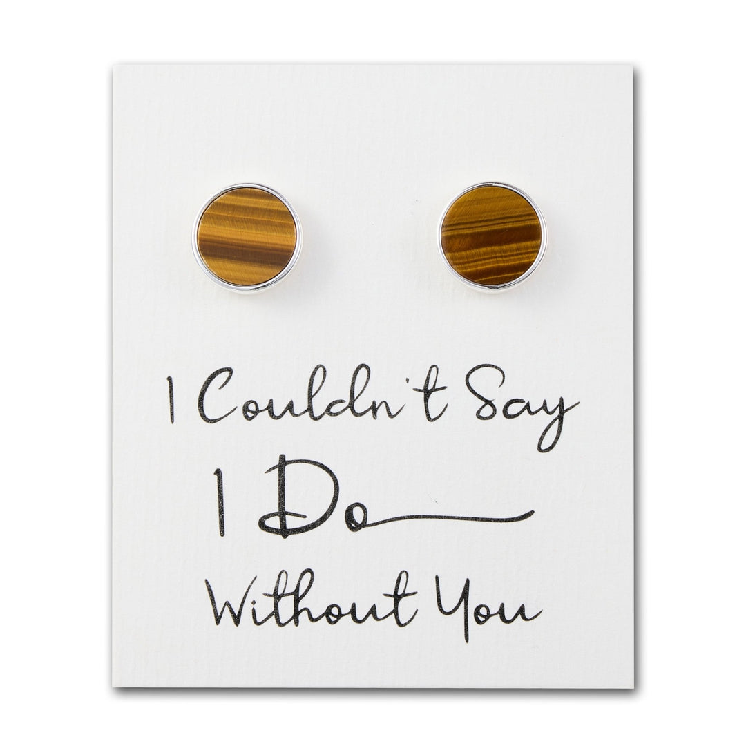 Men's I Couldn't Say I Do Without You Tigers Eye Gemstone Cufflinks - Philip Jones Jewellery