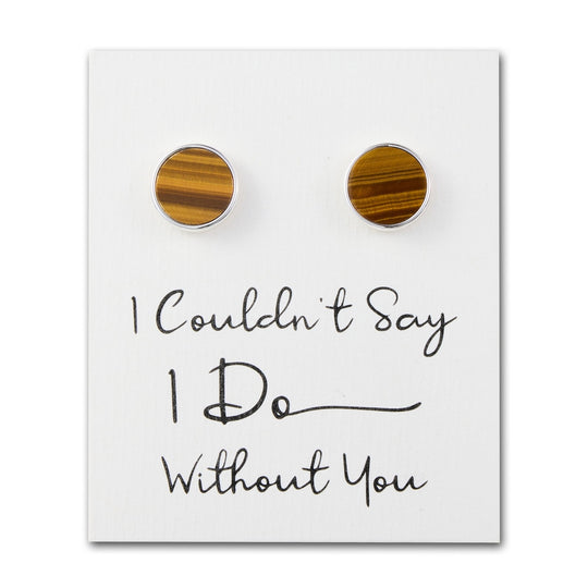 Men's I Couldn't Say I Do Without You Tigers Eye Gemstone Cufflinks - Philip Jones Jewellery
