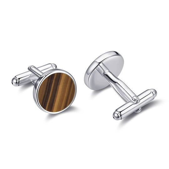 Men's I Couldn't Say I Do Without You Tigers Eye Gemstone Cufflinks - Philip Jones Jewellery