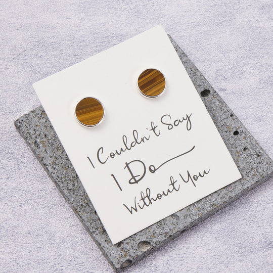 Men's I Couldn't Say I Do Without You Tigers Eye Gemstone Cufflinks - Philip Jones Jewellery