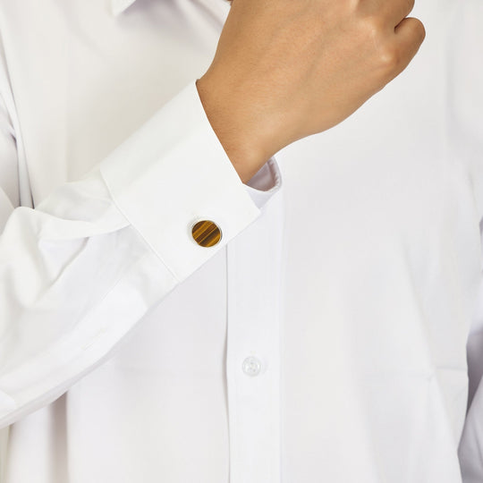 Men's I Couldn't Say I Do Without You Tigers Eye Gemstone Cufflinks - Philip Jones Jewellery