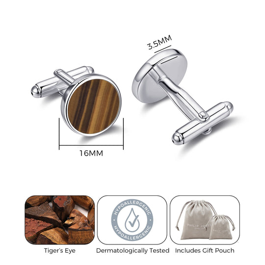 Men's I Couldn't Say I Do Without You Tigers Eye Gemstone Cufflinks - Philip Jones Jewellery