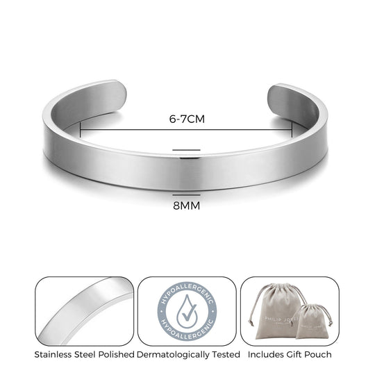 Men's Stainless Steel Cuff Bracelet - Philip Jones Jewellery