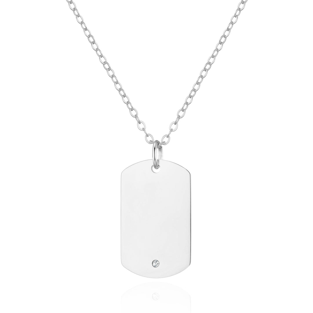 Men's Stainless Steel Dog Tag Necklace Created with Zircondia® Crystals - Philip Jones Jewellery