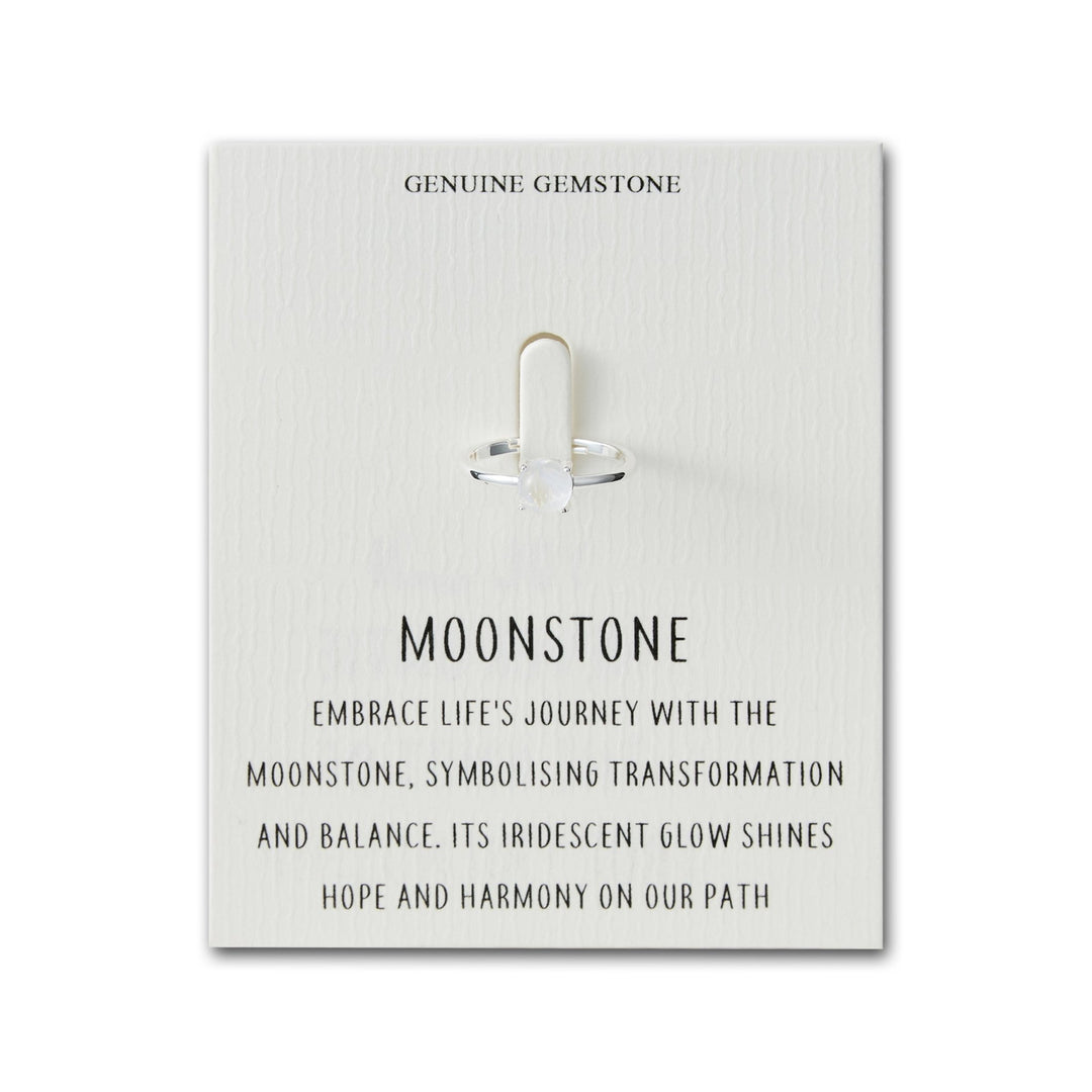 Moonstone Adjustable Ring with Quote Card - Philip Jones Jewellery