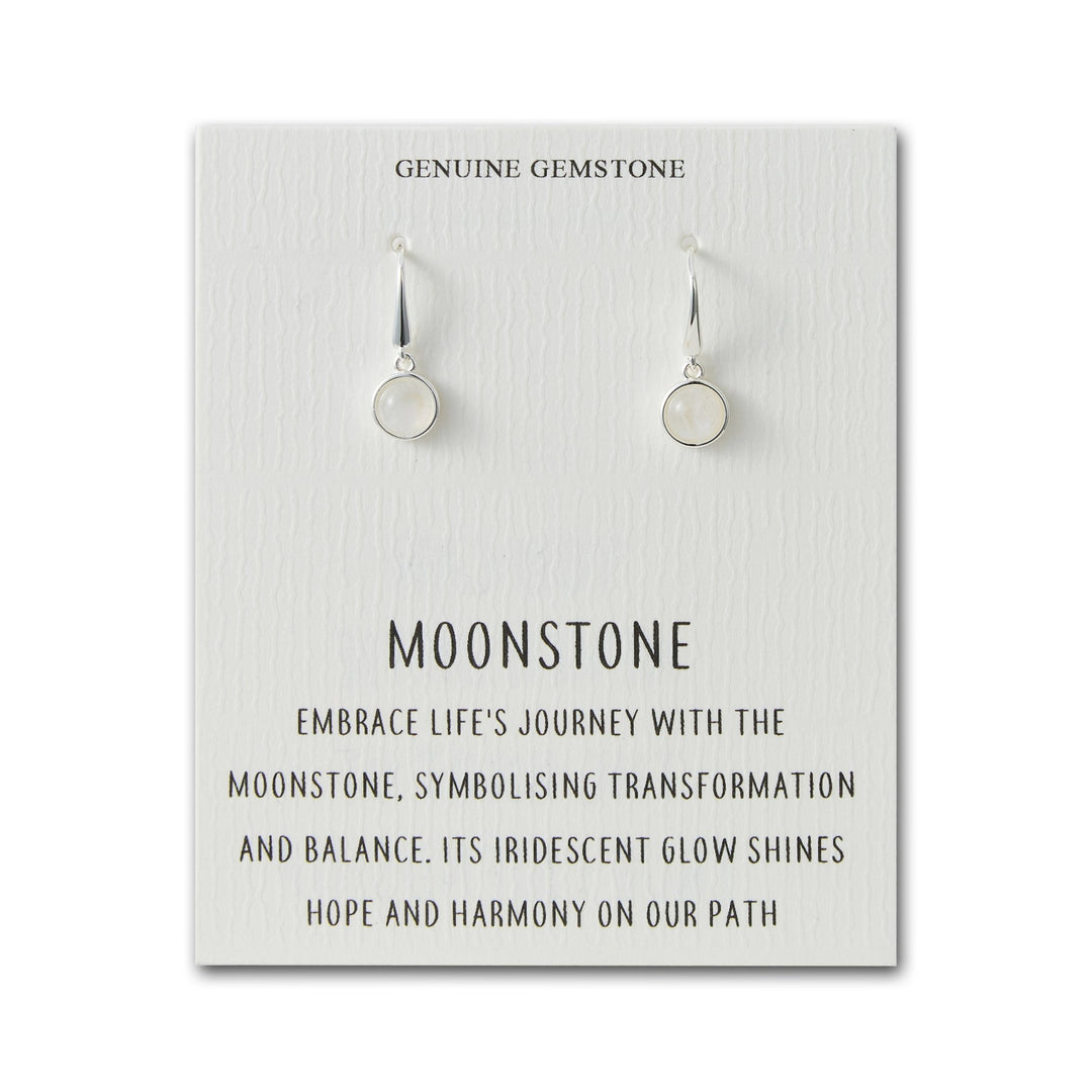 Moonstone Drop Earrings with Quote Card - Philip Jones Jewellery