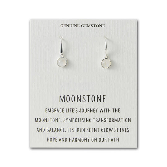 Moonstone Drop Earrings with Quote Card - Philip Jones Jewellery