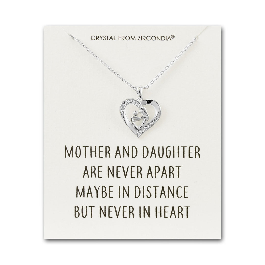 Mother And Child Necklace with Quote Card Created with Zircondia® Crystals - Philip Jones Jewellery