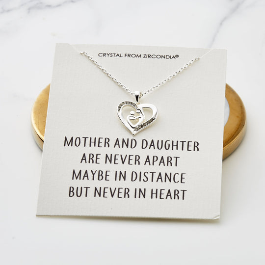 Mother And Child Necklace with Quote Card Created with Zircondia® Crystals - Philip Jones Jewellery