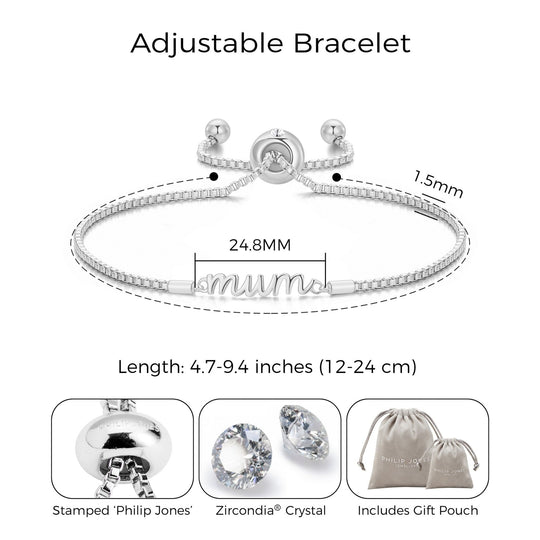 Mother and Daughter Quote Bracelet Created with Zircondia® Crystals - Philip Jones Jewellery