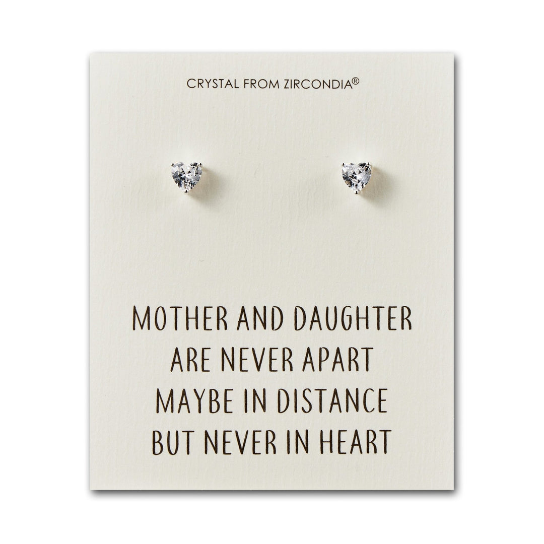 Mother and Daughter Quote Heart Earrings Created with Zircondia® Crystals - Philip Jones Jewellery