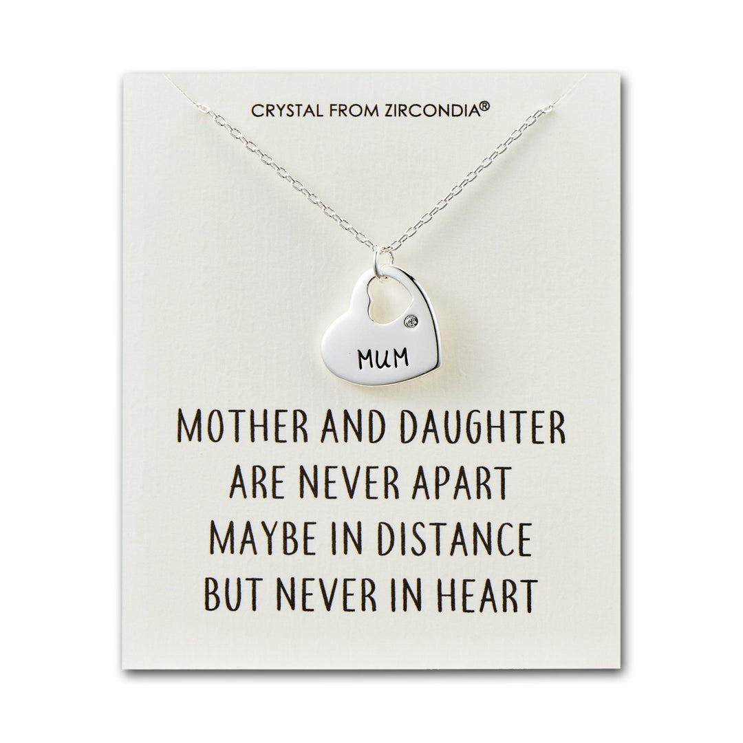 Mother and Daughter Quote Heart Necklace Created with Zircondia® Crystals - Philip Jones Jewellery