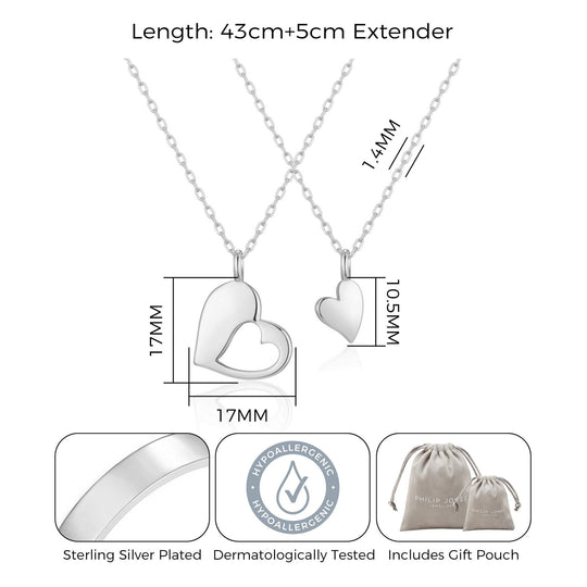 Mother Daughter Piece of My Heart Necklace Set - Philip Jones Jewellery