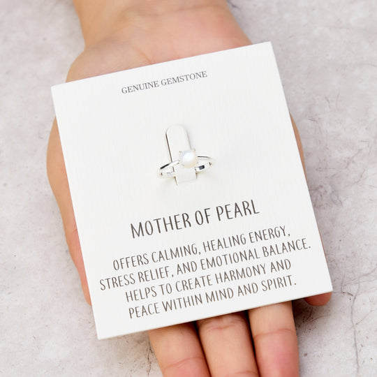 Mother of Pearl Adjustable Ring with Quote Card - Philip Jones Jewellery