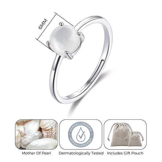 Mother of Pearl Adjustable Ring with Quote Card - Philip Jones Jewellery