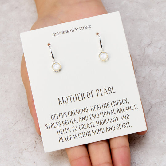 Mother of Pearl Drop Earrings with Quote Card - Philip Jones Jewellery