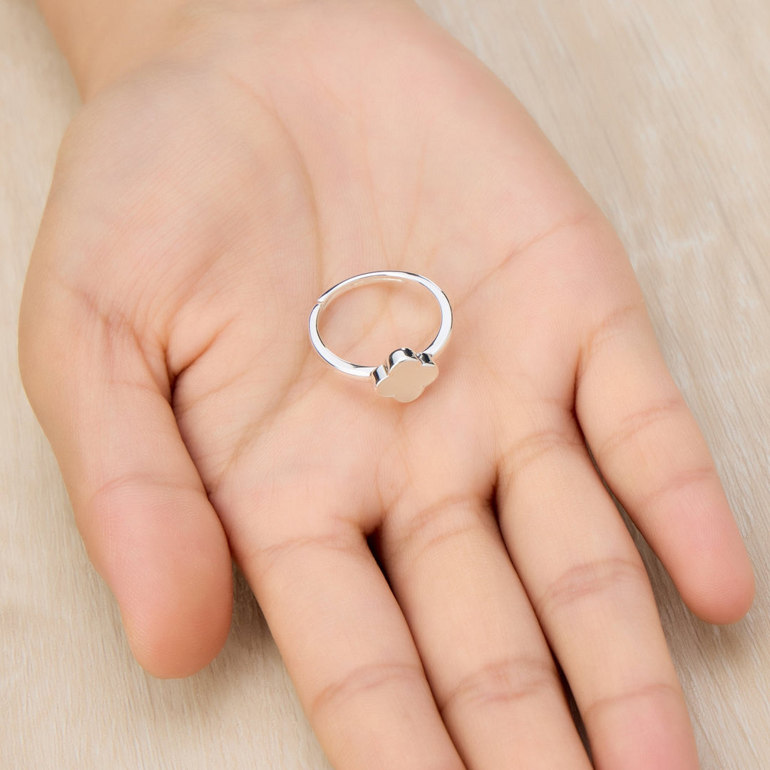 Mother of Pearl Gemstone Adjustable Clover Ring - Philip Jones Jewellery