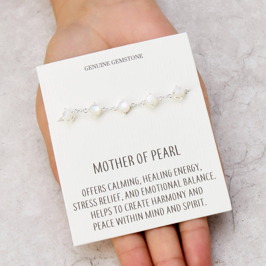 Mother of Pearl Gemstone Bracelet with Quote Card - Philip Jones Jewellery