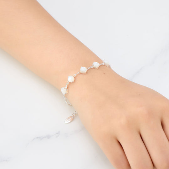 Mother of Pearl Gemstone Bracelet with Quote Card - Philip Jones Jewellery