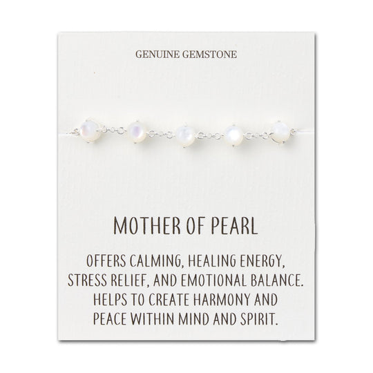 Mother of Pearl Gemstone Bracelet with Quote Card - Philip Jones Jewellery