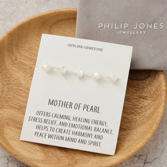 Mother of Pearl Gemstone Bracelet with Quote Card - Philip Jones Jewellery