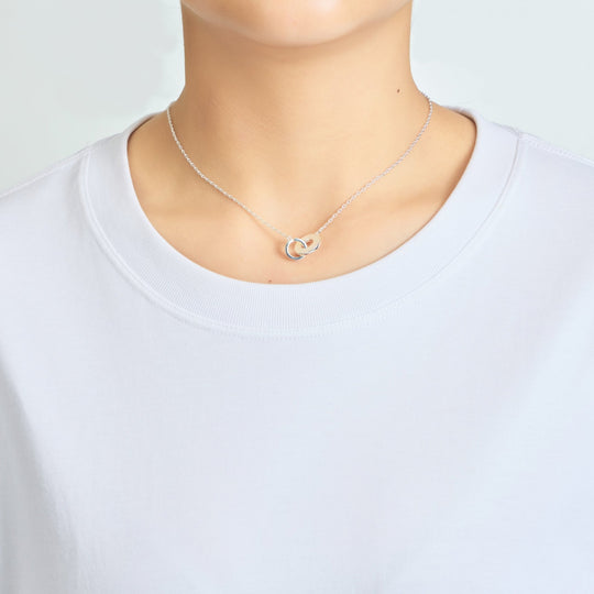 Mother of Pearl Gemstone Circle Link Necklace - Philip Jones Jewellery