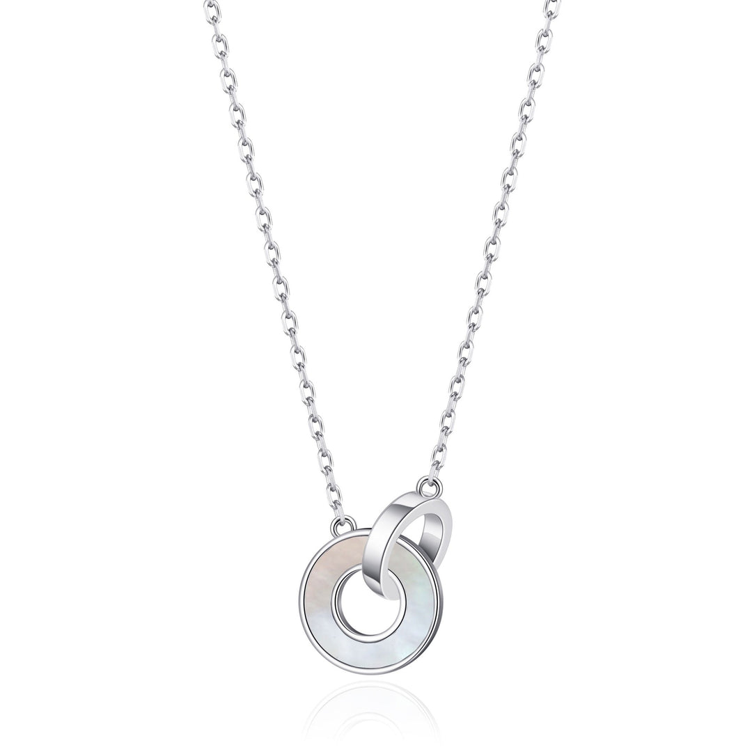 Mother of Pearl Gemstone Circle Link Necklace - Philip Jones Jewellery