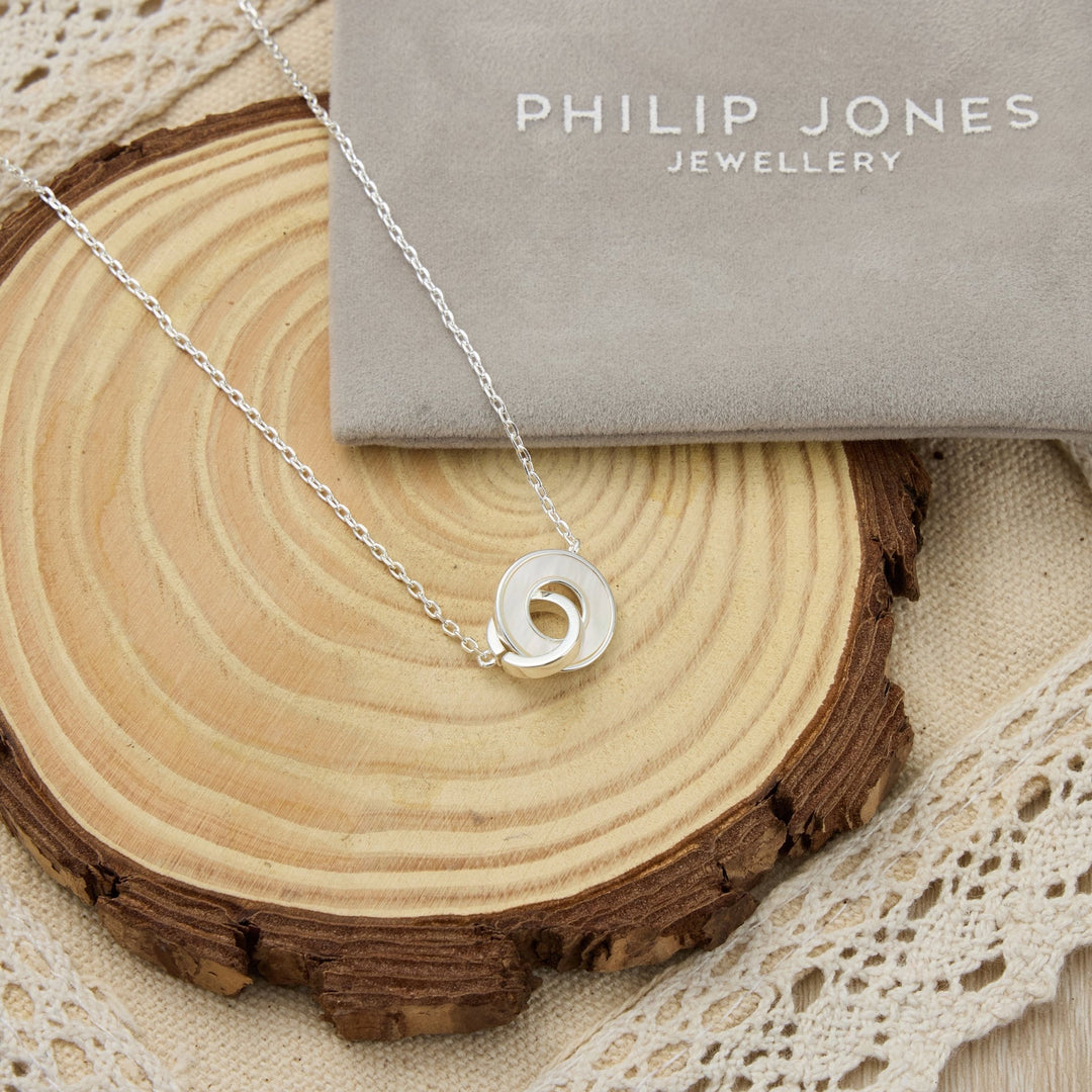Mother of Pearl Gemstone Circle Link Necklace - Philip Jones Jewellery