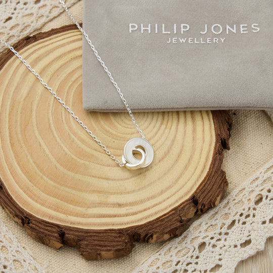 Mother of Pearl Gemstone Circle Link Necklace - Philip Jones Jewellery