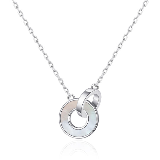 Mother of Pearl Gemstone Circle Link Necklace - Philip Jones Jewellery