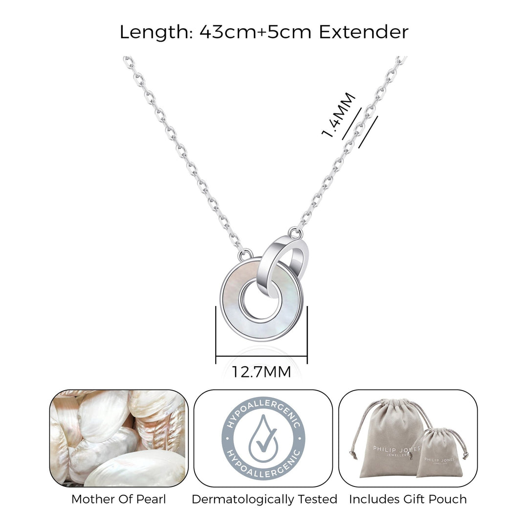 Mother of Pearl Gemstone Circle Link Necklace - Philip Jones Jewellery