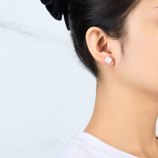 Mother of Pearl Gemstone Clover Earrings - Philip Jones Jewellery