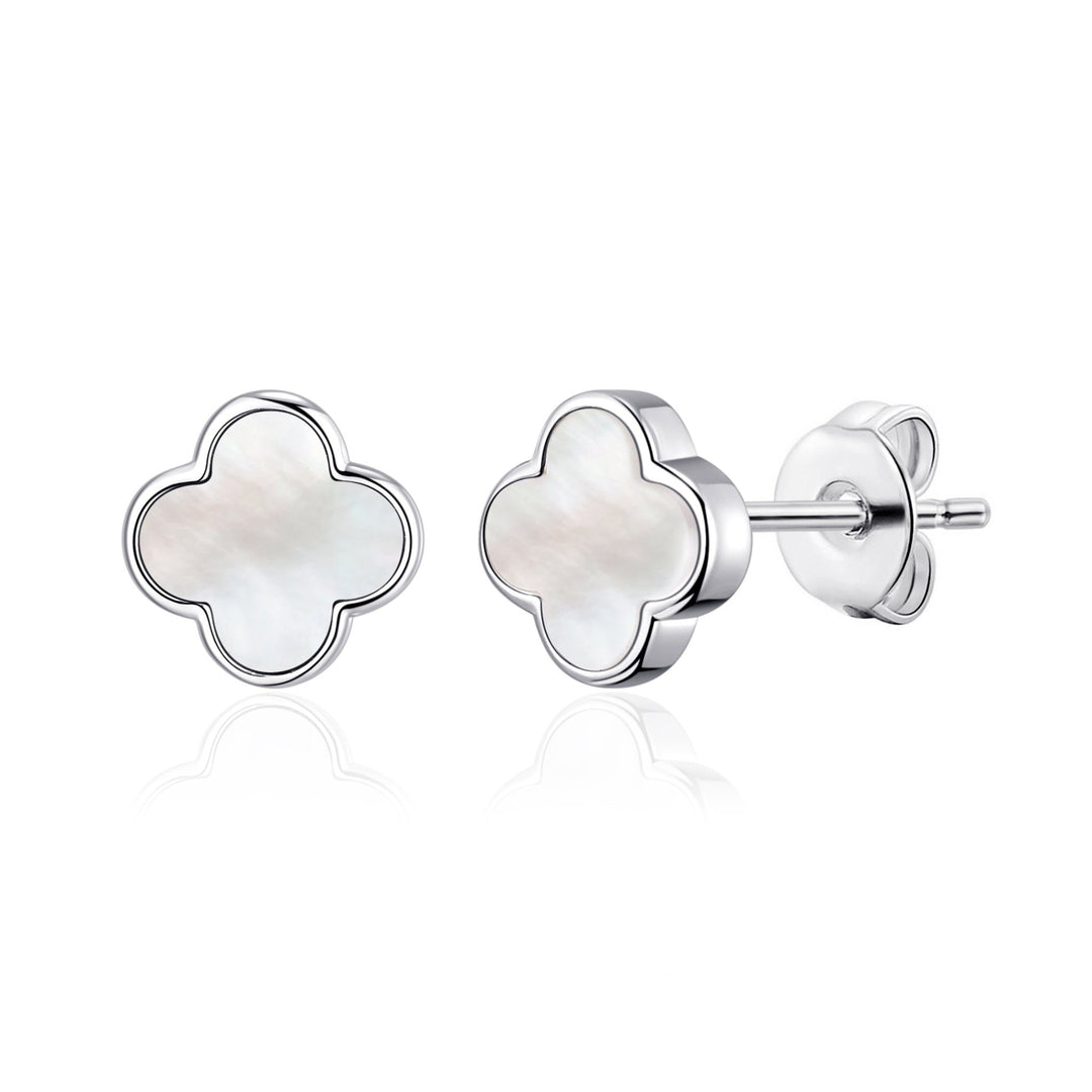 Mother of Pearl Gemstone Clover Earrings - Philip Jones Jewellery
