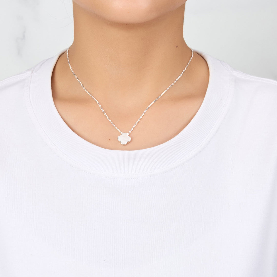 Mother of Pearl Gemstone Clover Necklace - Philip Jones Jewellery