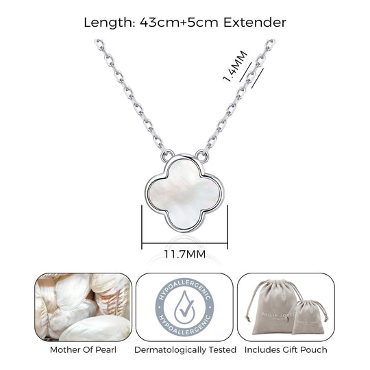 Mother of Pearl Gemstone Clover Necklace - Philip Jones Jewellery