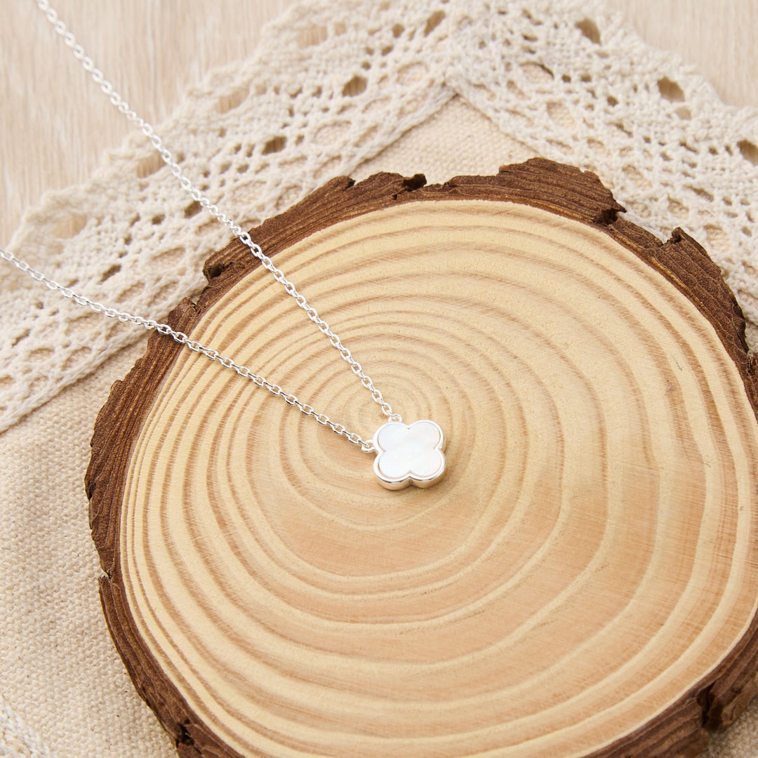 Mother of Pearl Gemstone Clover Necklace - Philip Jones Jewellery