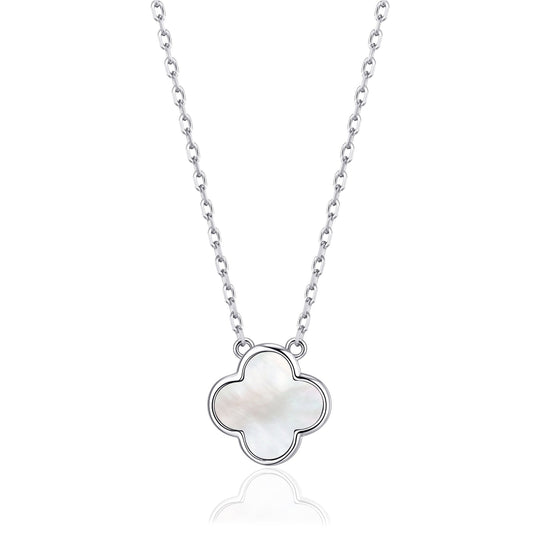 Mother of Pearl Gemstone Clover Necklace - Philip Jones Jewellery