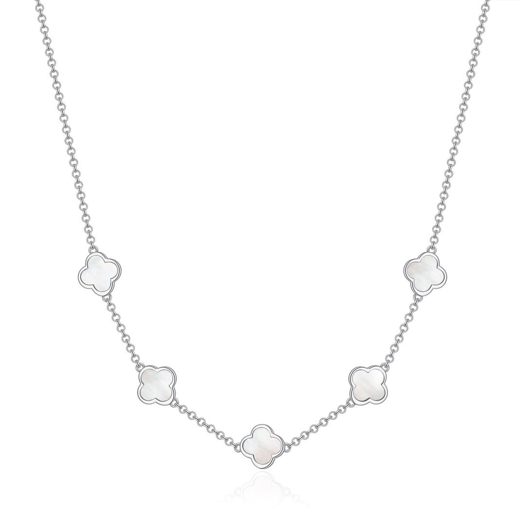 Mother of Pearl Gemstone Multi Clover Necklace - Philip Jones Jewellery