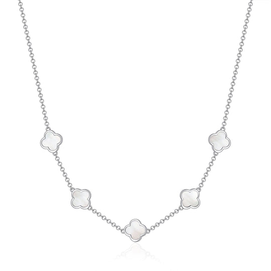 Mother of Pearl Gemstone Multi Clover Necklace - Philip Jones Jewellery
