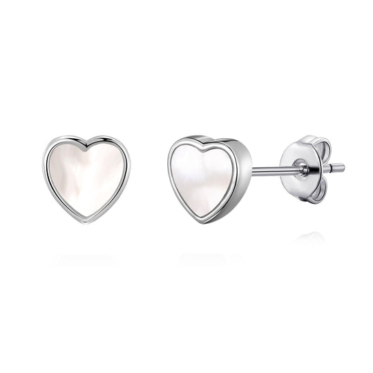 Mother of Pearl Heart Stud Earrings - Philip Jones Jewellery