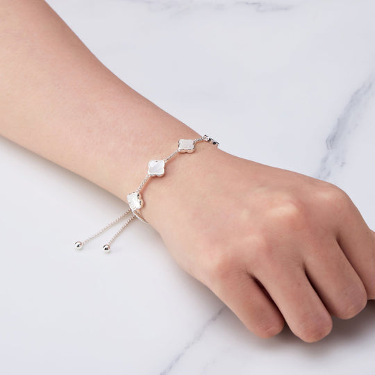 Mother Of Pearl Multi Clover Friendship Bracelet - Philip Jones Jewellery