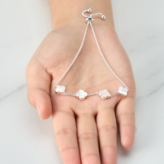 Mother Of Pearl Multi Clover Friendship Bracelet - Philip Jones Jewellery