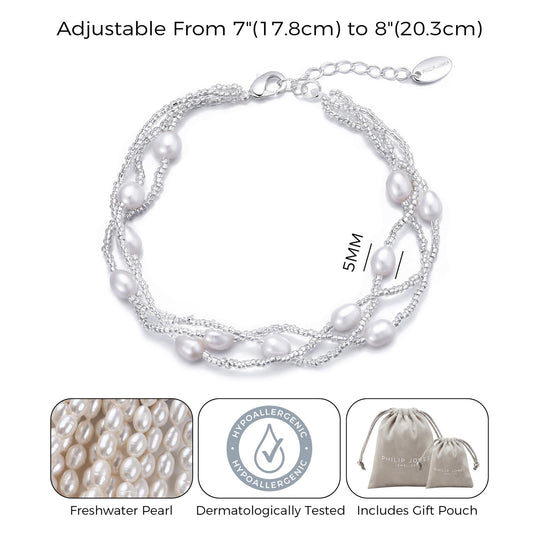Multi Strand Freshwater Pearl Bracelet - Philip Jones Jewellery