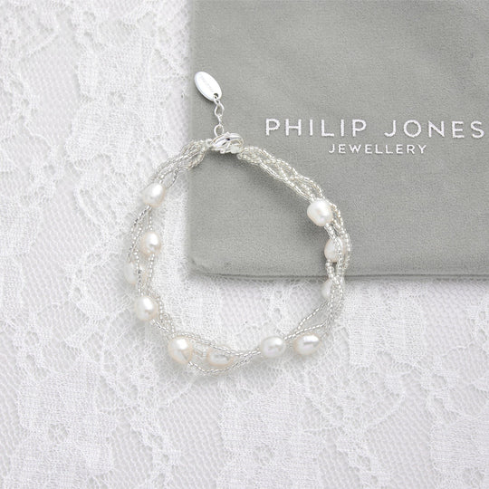 Multi Strand Freshwater Pearl Bridal Bracelet - Philip Jones Jewellery