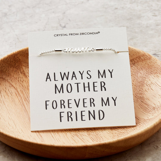 Mum Bracelet with Quote Card Created with Zircondia® Crystals - Philip Jones Jewellery